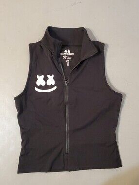 Marshmello Wynn Nightclub Women's Black Zip Front Top Size Medium
